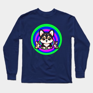 Trippy Tricolor Corgi Long Sleeve T-Shirt